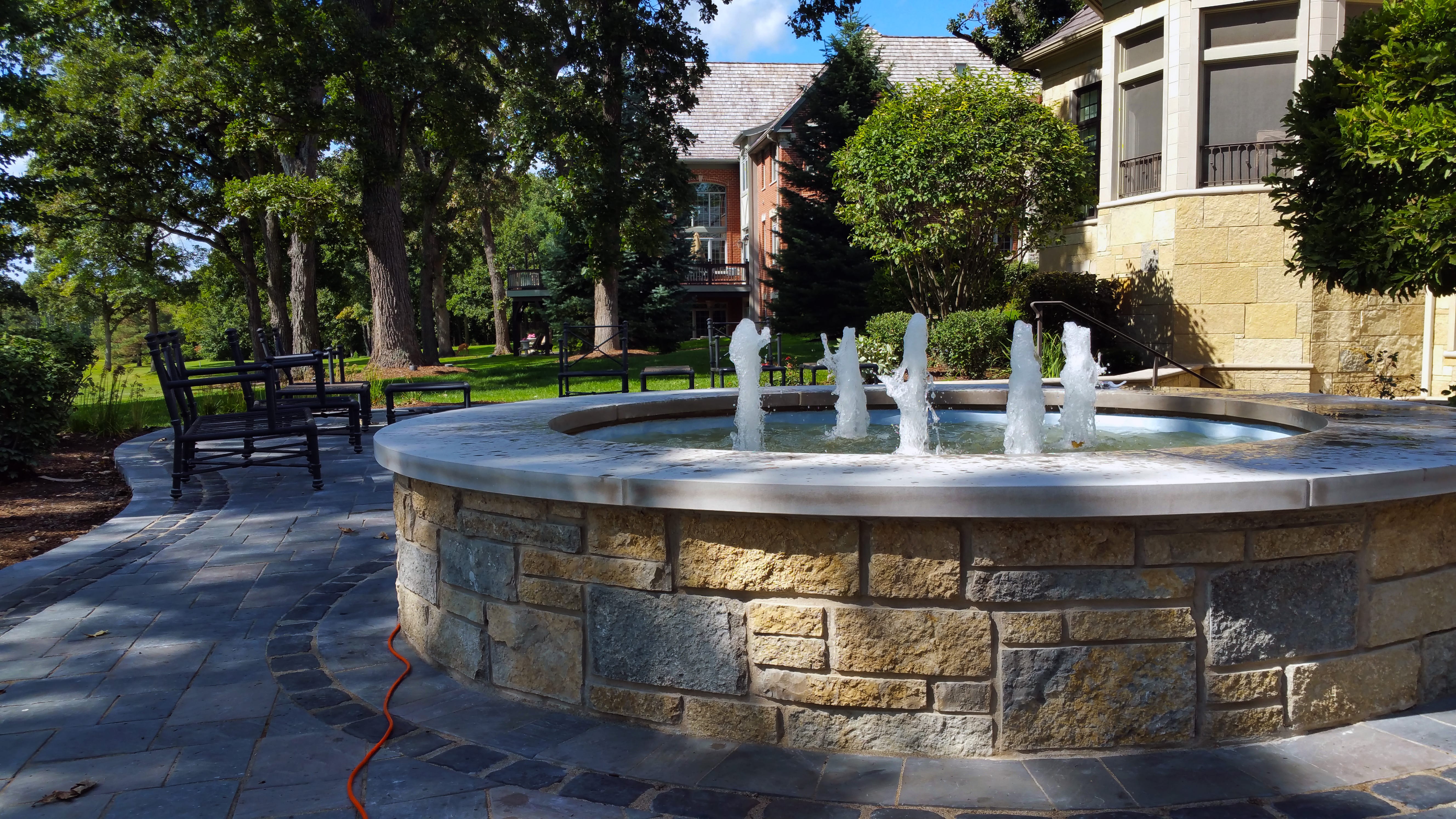 Golf Course View Fountain Reflections Water Gardens