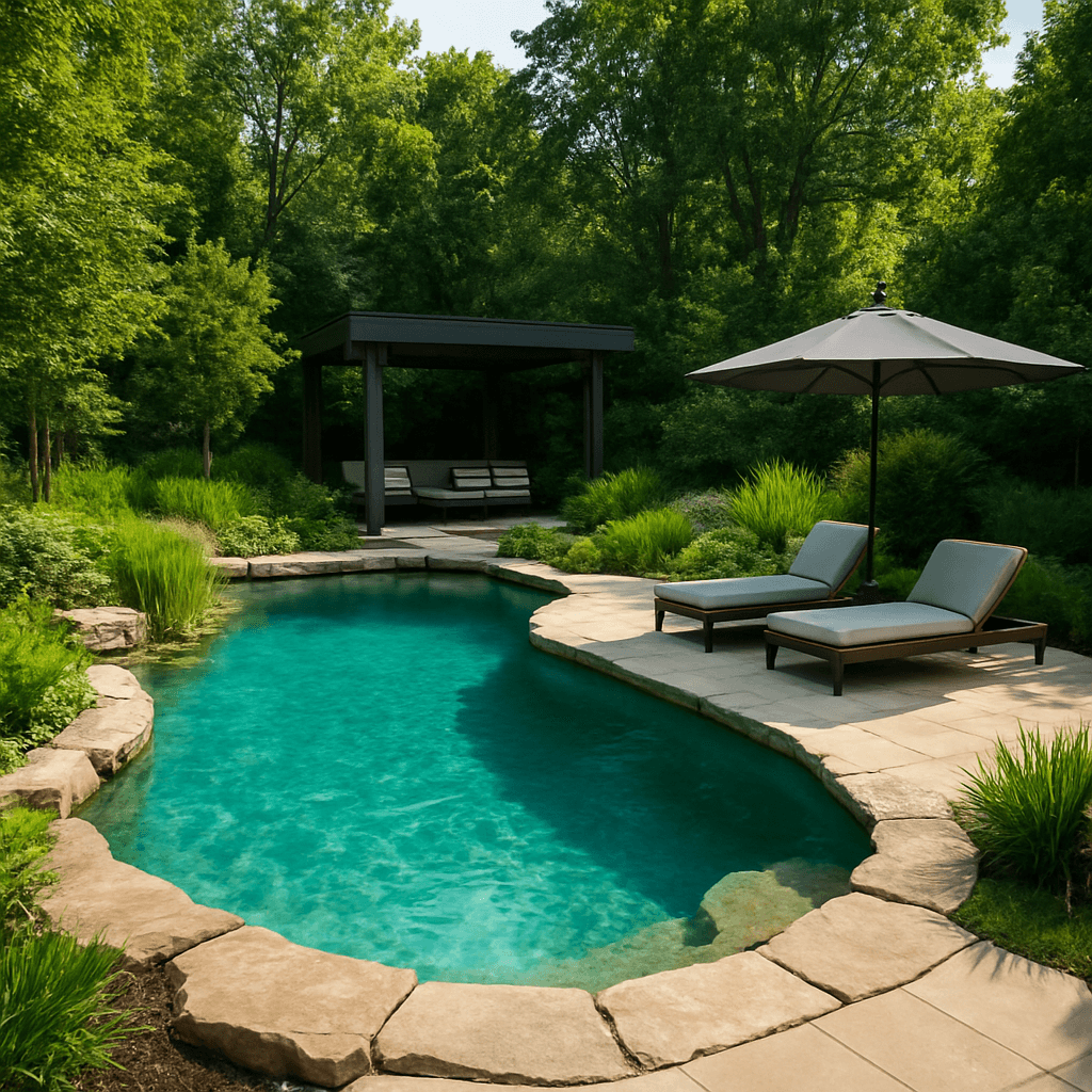 Beautiful natural pool by Reflections Water Gardens